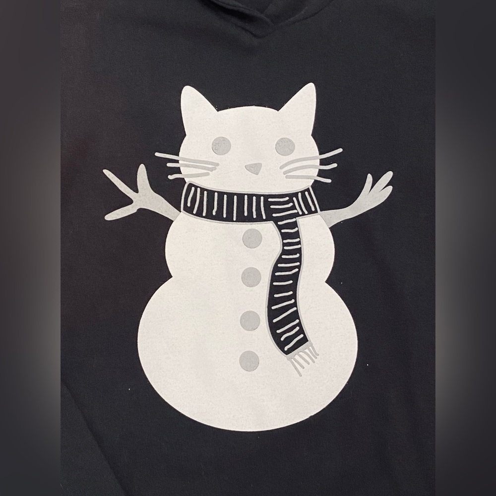 NWOT Cat Snowman Hoodie, Size Medium